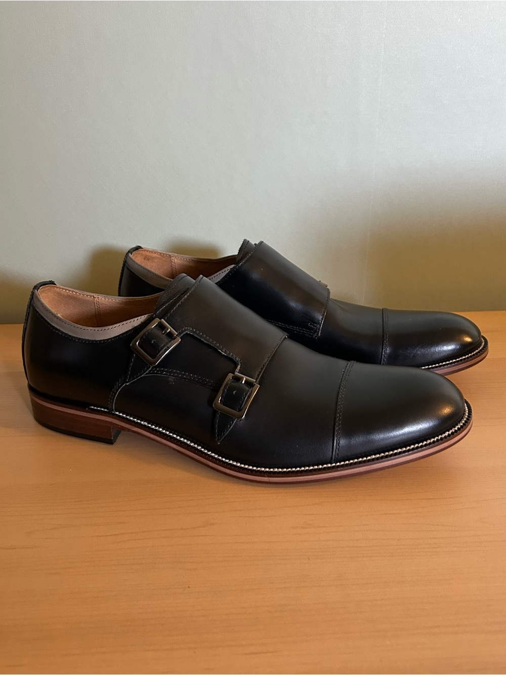 Johnston & Murphy Men's Shoes Sz 11 M Black Leather Double Buckle 59-10225 H15